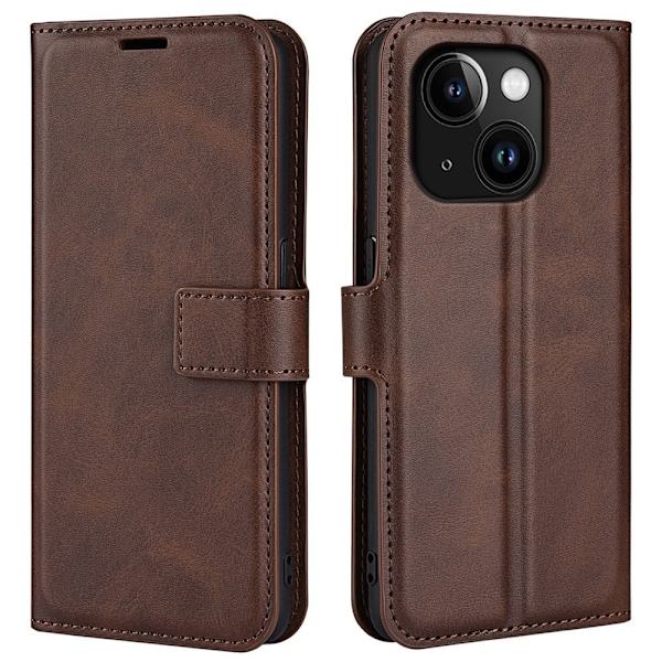 Lompakko Nahkakotelo For iPhone 15 Plus - Ruskea Brown