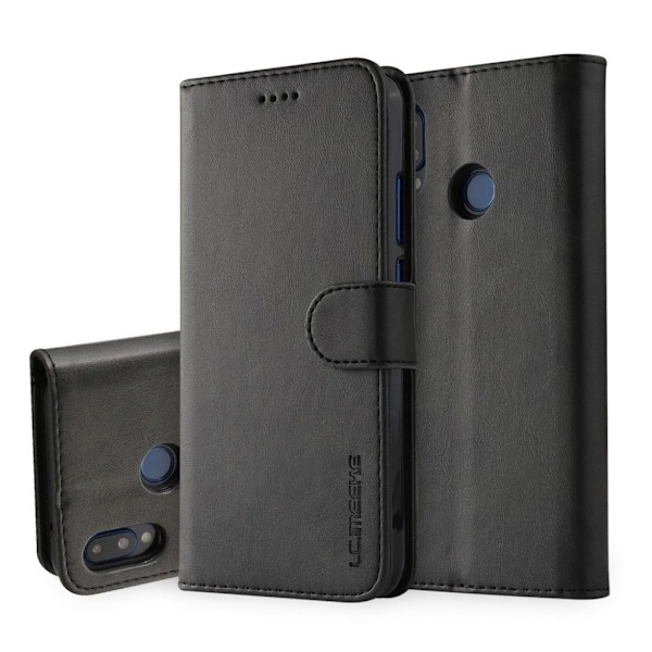 LC.IMEEKE Huawei P20 Lite mobiletui i kunstlæder med stativ og lommer - Sort Black