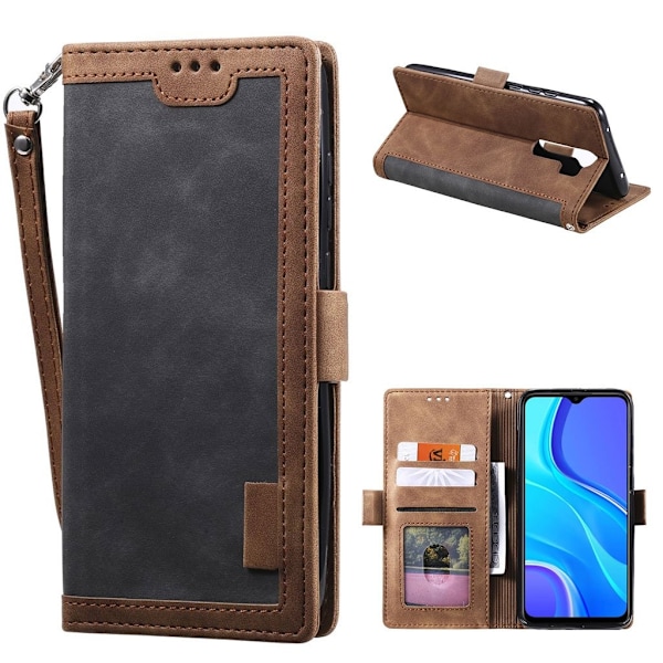 Suburbian läder Xiaomi Redmi 9 fodral - Silver/Grå Silvergrå