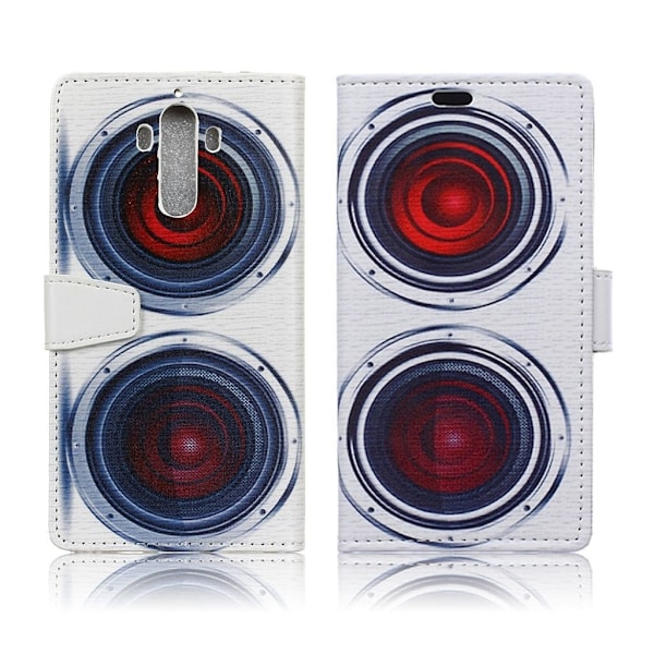 Huawei Mate 9 Kuviollinen Nahkakotelo Lompakko - Punainen kaiutin Multicolor