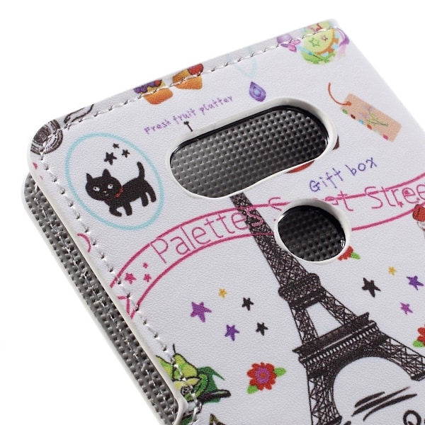Hagerup LG G5 Nahkakotelo Korttitaskuilla - Eiffel Torni Multicolor