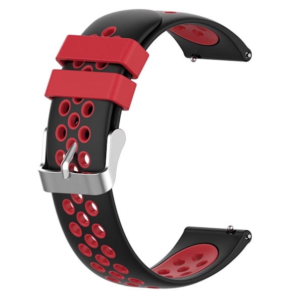22 mm universal tofarvet silikone-urrem - Sort / Rød Multicolor
