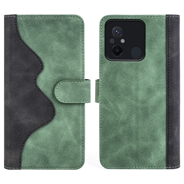 Tvåfärgat Xiaomi Redmi 12C fodral i läder - Grön Grön