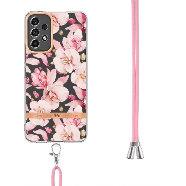 Ohut ja kestävä pehmeä kansi, jossa on kiinnityslenkki Samsung Galaxy A73:lle - Hc005 Vaaleanpunainen Gardenia Pink