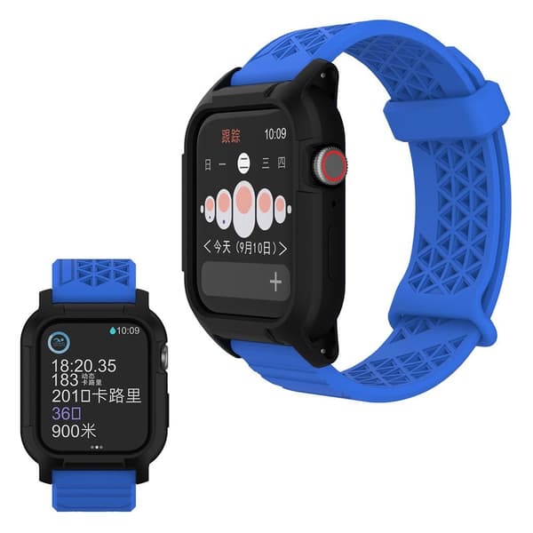 Apple Watch Series 5 44 mm holdbar silikoneurrem - Blå / Sort Blue
