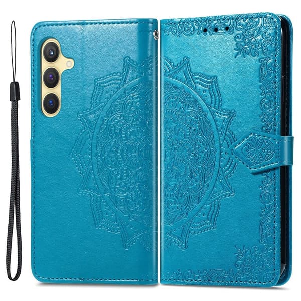 Mandala Samsung Galaxy S24 Plus nahkakotelo - Sininen Blue