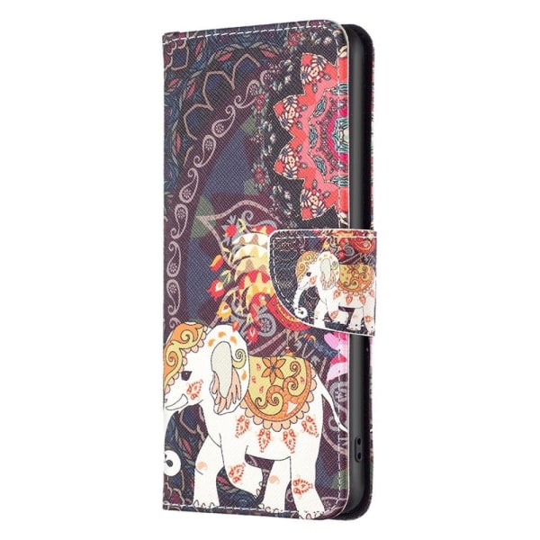 Wonderland Xiaomi Redmi 12C Flip Etui - Blomst og Elefant Multicolor