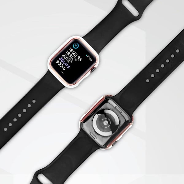 Apple Watch Series 8 (45mm) dual color electroplating cover with tempered glass - White / Gold Vit