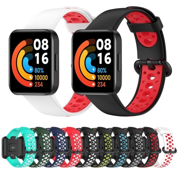 Xiaomi Redmi Watch 2 tofarget klokkerem i silikon - Blå / Hvit Blue