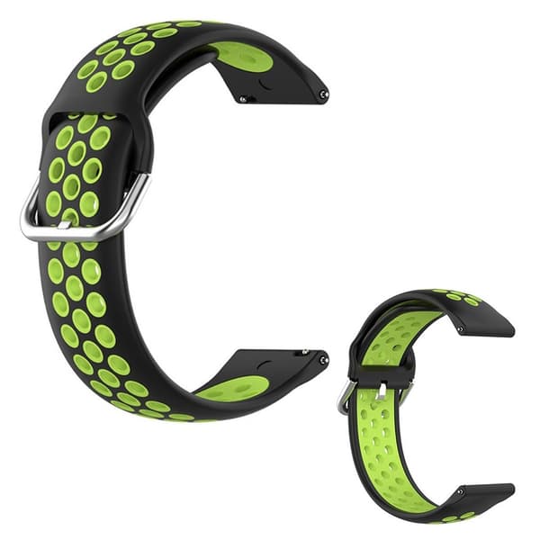 20 mm tofarvet silikoneurrem til Samsung-ur - Sort / Lime Green