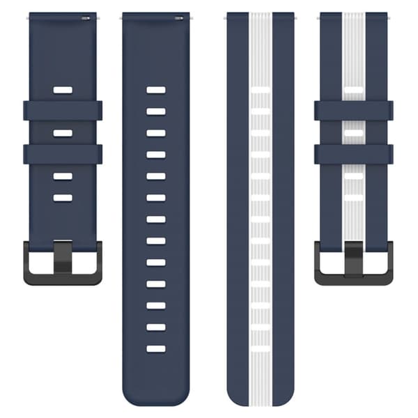 22mm Universal dual-color silikone urrem - Midnatsblå / Hvid Blue