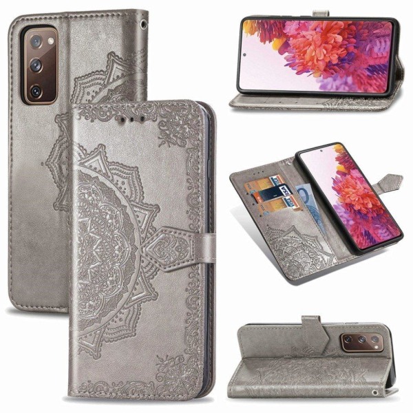 Mandala Samsung Galaxy S20 Fe 5g / S20 Fe Flip Etui - Grå Silver grey