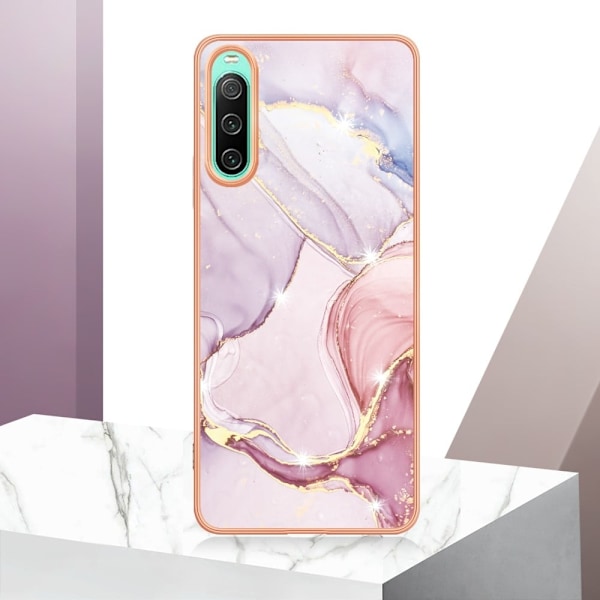 Marmormotiv Sony Xperia 10 IV skal - Lila / Rosa Marmor Rosa