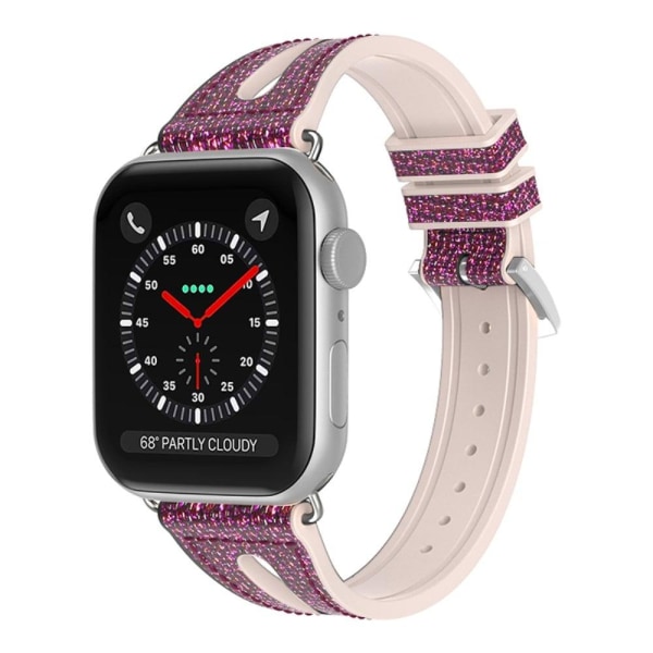 Apple Watch Series 8 (45mm) silikoninen kellonhihna glitter-kuviolla - Violetti Purple