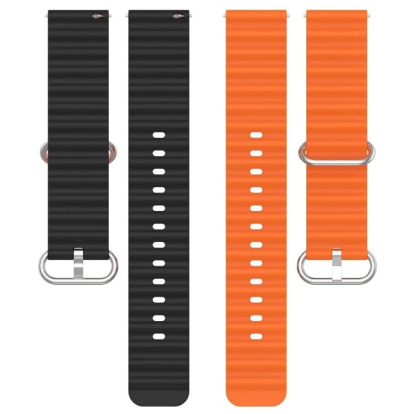 22 mm universal klockarmband i silikon i vågig stil - Orange / Svart Orange