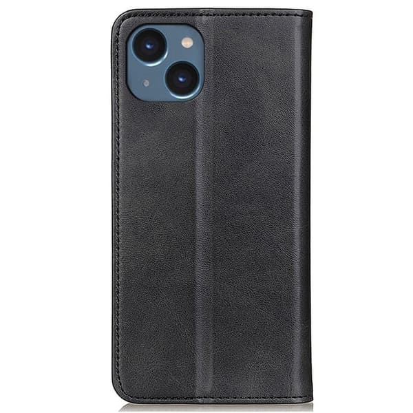 iPhone 14 Plus lompakkokotelo, aitoa nahkaa - Musta Black