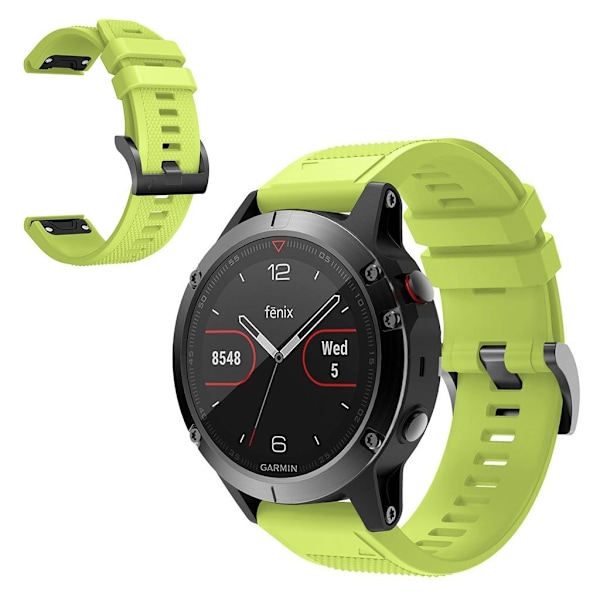 Garmin Fenix 5 kestävä silikoninen ranneke - Flourescent Vihreä Green