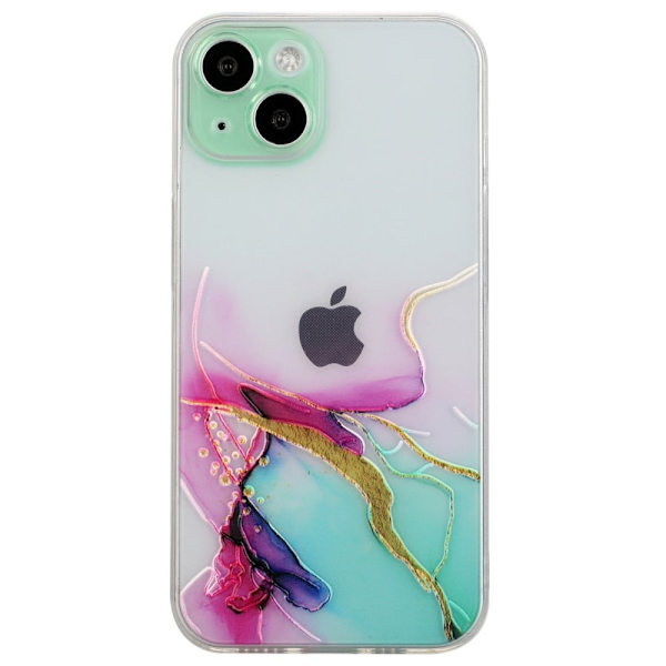 Marble iPhone 15 Plus Etui - Grønn Multicolor
