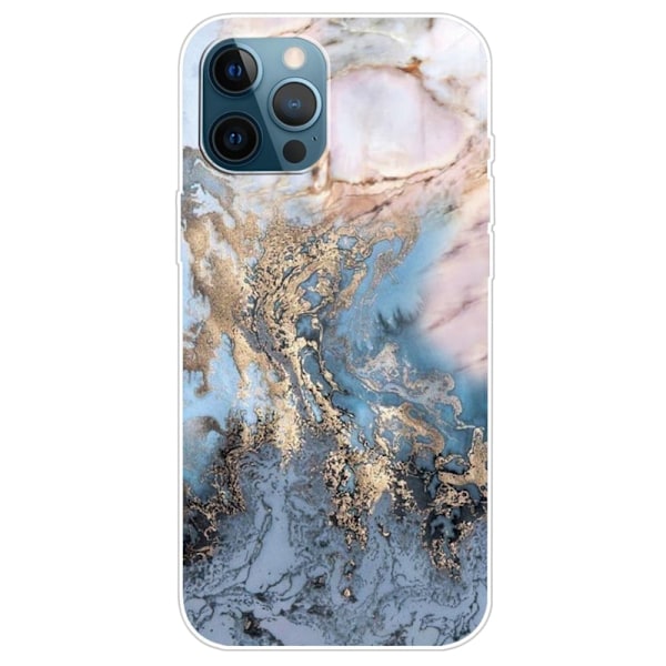 Marmormotiv iPhone 14 Pro skal - Blåaktig Guldmarmor multifärg