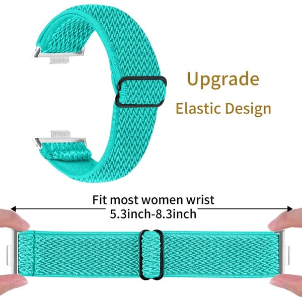 Huawei Watch Fit 3 Justerbart nylonklokkebånd Wave Design Elastisk håndleddsrem - Mintgrønn Green