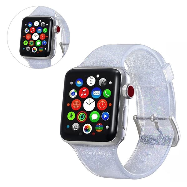 Apple Watch Series 5 / 4 44mm flash pulver silikone urrem - Sølv Silver grey