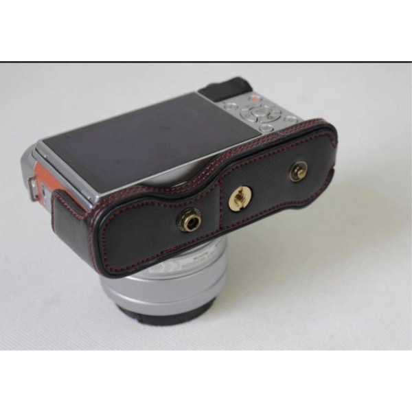 Fuji XA5 kameraskydd PU läder skyddande linsskydd bärrem lock - Svart