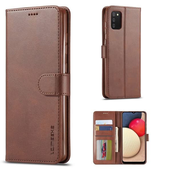 LC.IMEEKE Samsung Galaxy A03s flip etui - Brun Brown