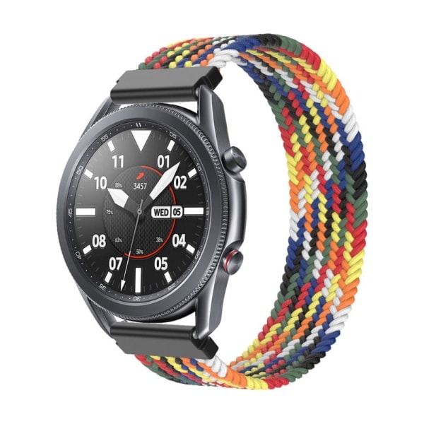 Samsung Galaxy Watch 3 (45 mm) klockarmband i elastisk nylon - Färgstark Svart / Vit Storlek: S multifärg