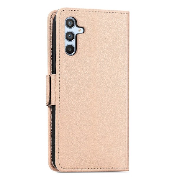 Mjukt läder Samsung Galaxy A54 fodral med blomdekor - Khaki Brun