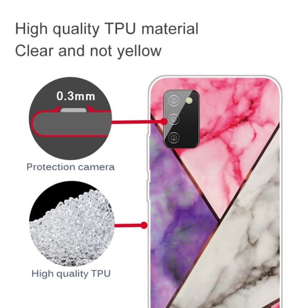 Marble Samsung Galaxy A02s Etui - Lilla / Rose / Hvid / Grøn Multicolor