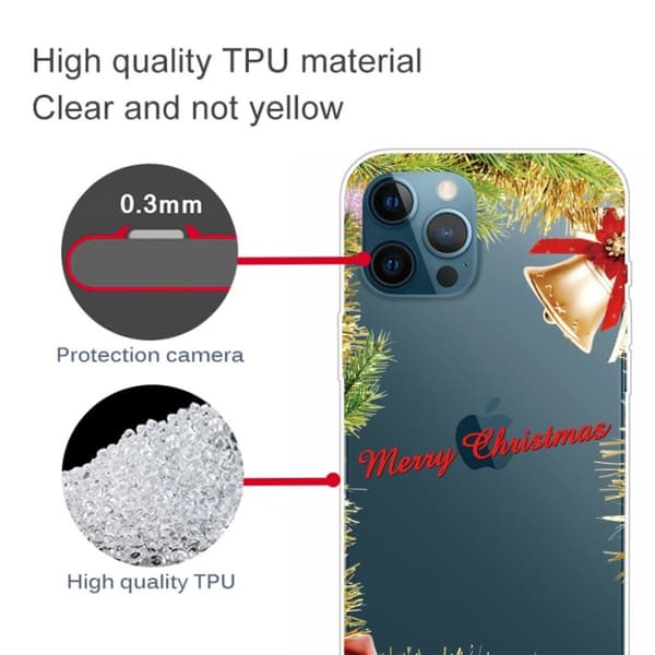 IMD julemønster og fleksibelt mobiletui til iPhone 12 Pro Max - Klokke Gold