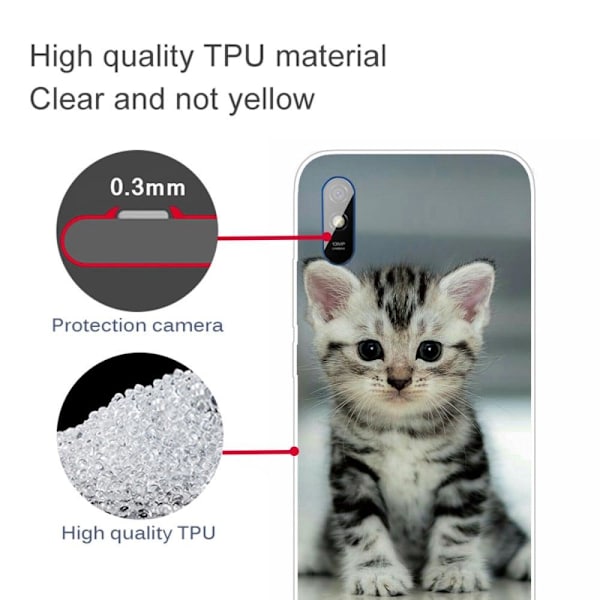 Deco Xiaomi Redmi 9A skal - Katt Silvergrå
