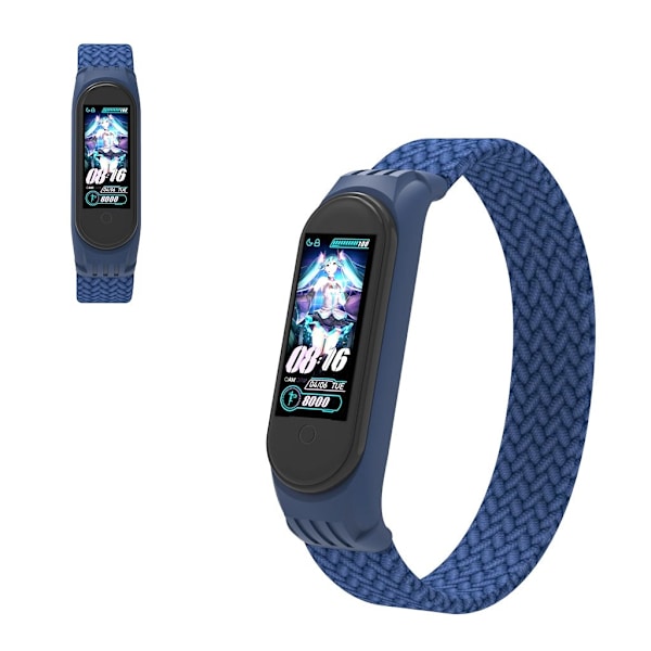 Xiaomi Mi Band 5 / 4 / 3 elastisk nylon-urrem - Blå / Størrelse: L Blue