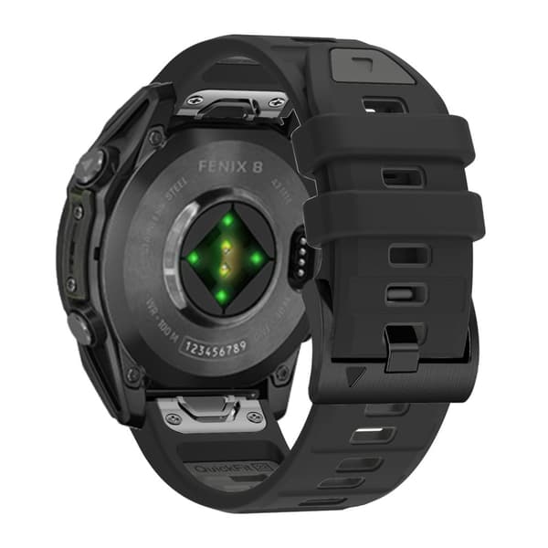 22 mm urrem Garmin Fenix 8 47 mm / Fenix E 47 mm / Quatix 7 Pro Universal Silicone Band - Sort + Trækul Grå Silver grey