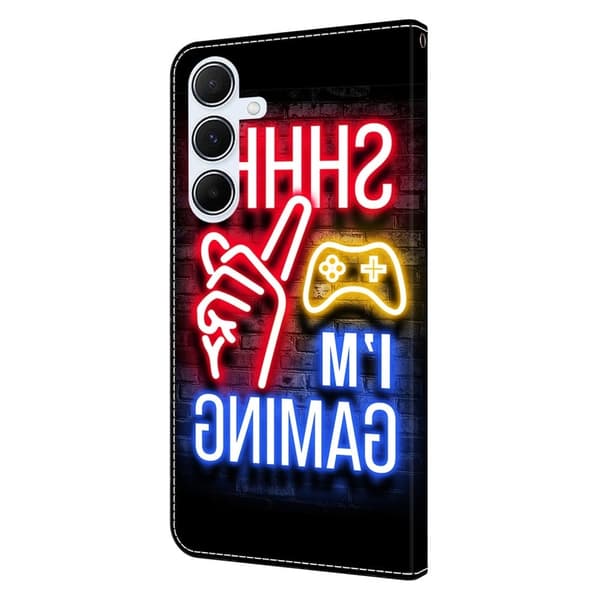 Samsung Galaxy S24 FE Plånboksfodral Mönster Tryck Stativ Läder Flip Telefonskal - Neon Röd