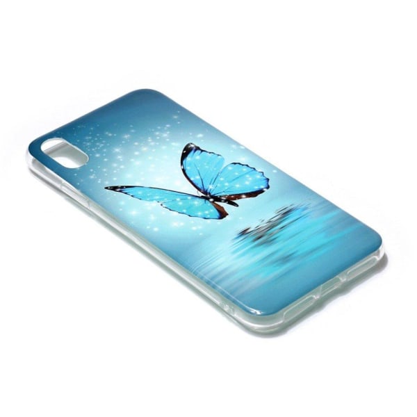 Butterfly läder iPhone Xr fodral - Blå Blå