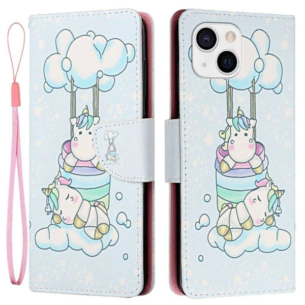 Wonderland iPhone 14 flip etui - To Heste Multicolor