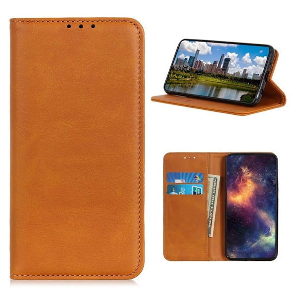 Lompakko-style Aitoa Nahkaa Läppäkotelo For Nokia 3.4 - Ruskea Brown