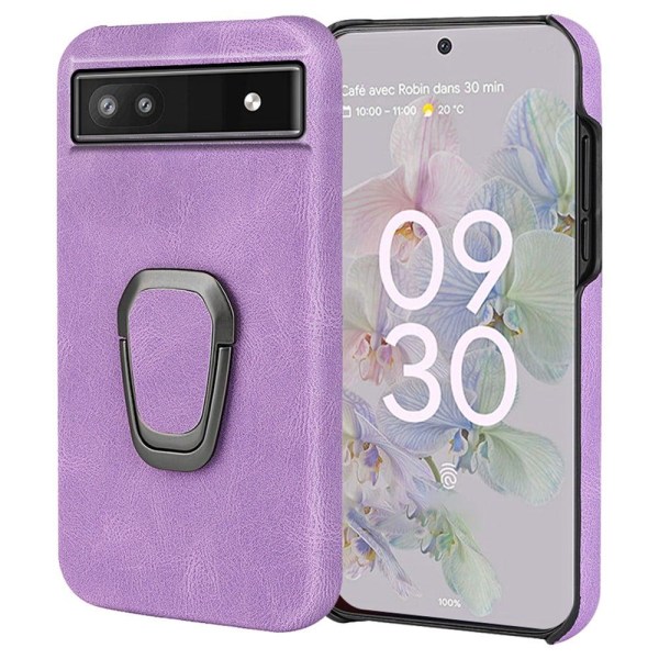 Shockproof leather cover with oval kickstand for Google Pixel 6a Purple
