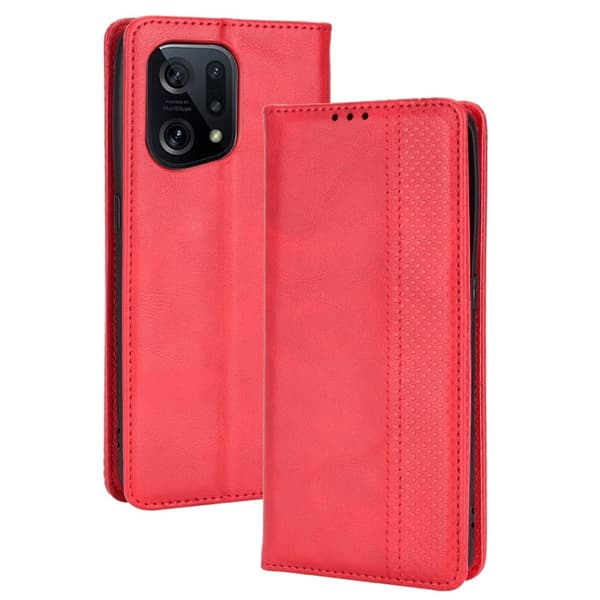 Bofink Vintage Oppo Find X5 nahkakotelo - Punainen Red