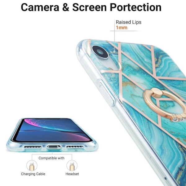 Marmormotiv iPhone Xr skal - Blå Blå