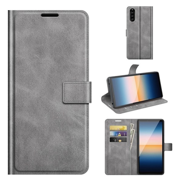Wallet-style Læder Etui til Sony Xperia 10 Iii - Grå Silver grey