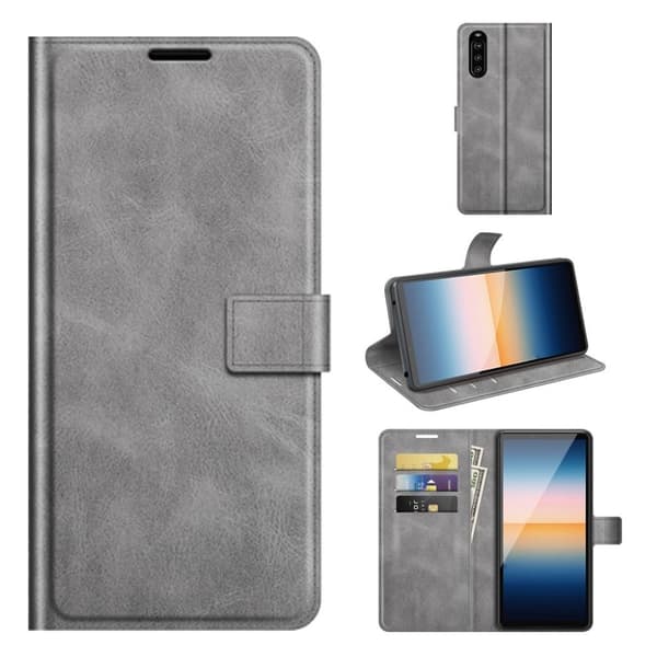 Wallet-style Lær Etui til Sony Xperia 10 III - Grå Silver grey