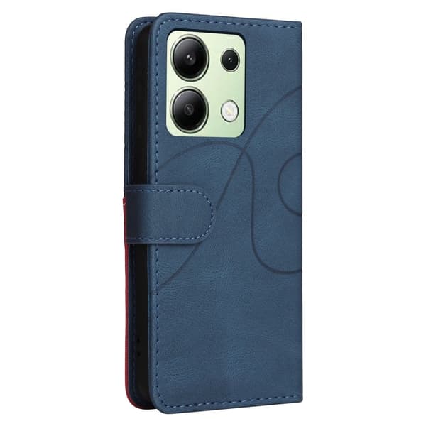 Teksturert læretui med stropp for Xiaomi Redmi Note 13 4G - Blå Blue