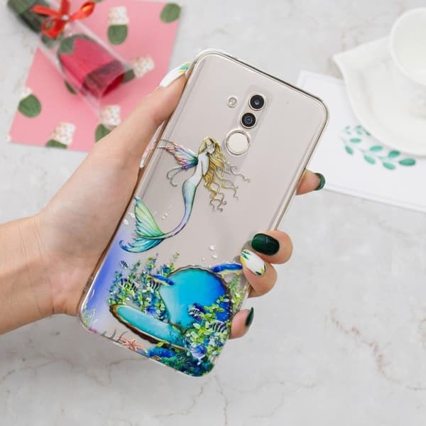 Huawei Mate 20 Lite Transparent bild mönstrat flexibelt och mjukt silikonplast mobilskal - Sjöljungfru multifärg