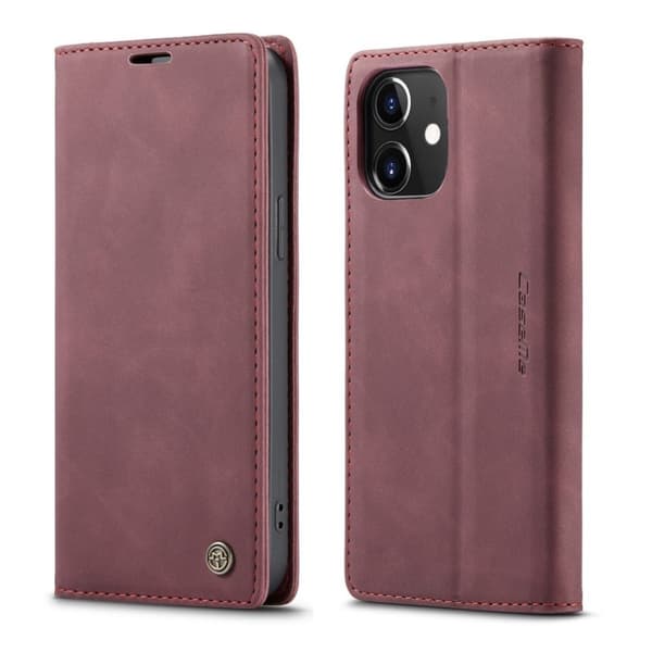 CaseMe iPhone 12 Mini Vintage Etui - Vinrød Red