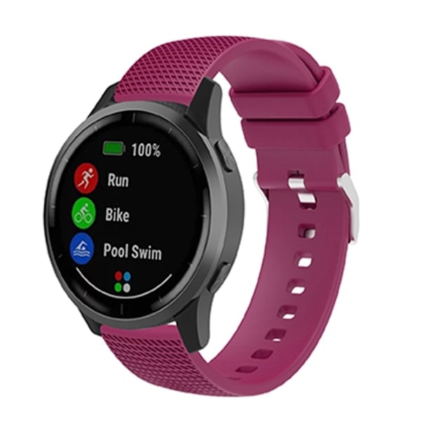 22 mm universal klockarmband i silikon i rutnätsstil - Fuchsia Rosa