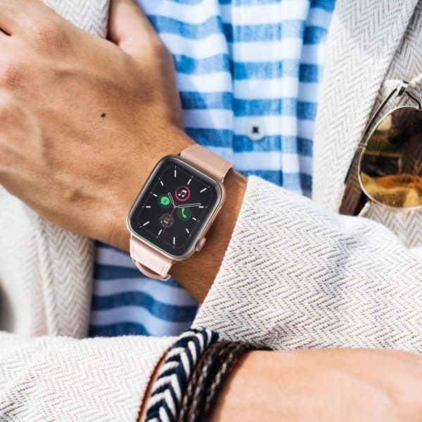 Apple Watch Series 5 / 4 40mm urrem i ægte læder - Lyserød Pink