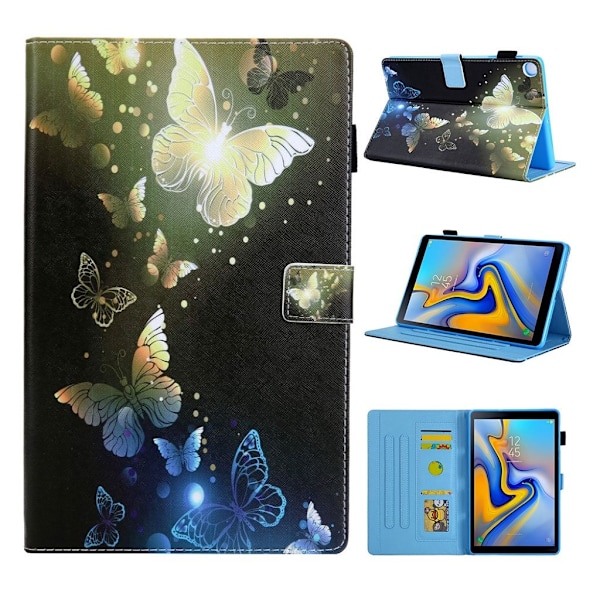Samsung Galaxy Tab A 10.1 (2019) kuvioitu monikulmainen nahkakotelo - Kulta Perhonen Gold