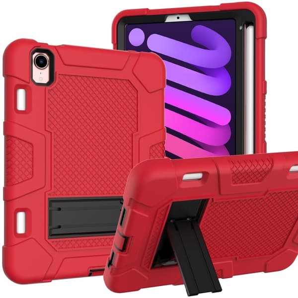 iPad Mini 6 (2021) TPU + silikon deksel - Rød / Svart Red